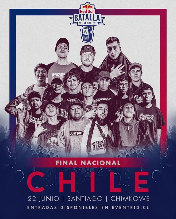 Cartel oficial de la final nacional chilena de Red Bull Batalla de los Gallos. Vía Instagram: @redbull_gallos